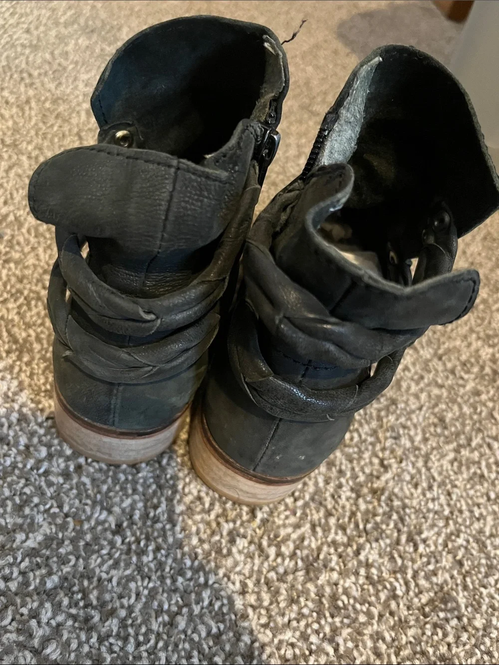 Free People Landslide Leather Braided Ankle Boots Distressed Boho SZ 36